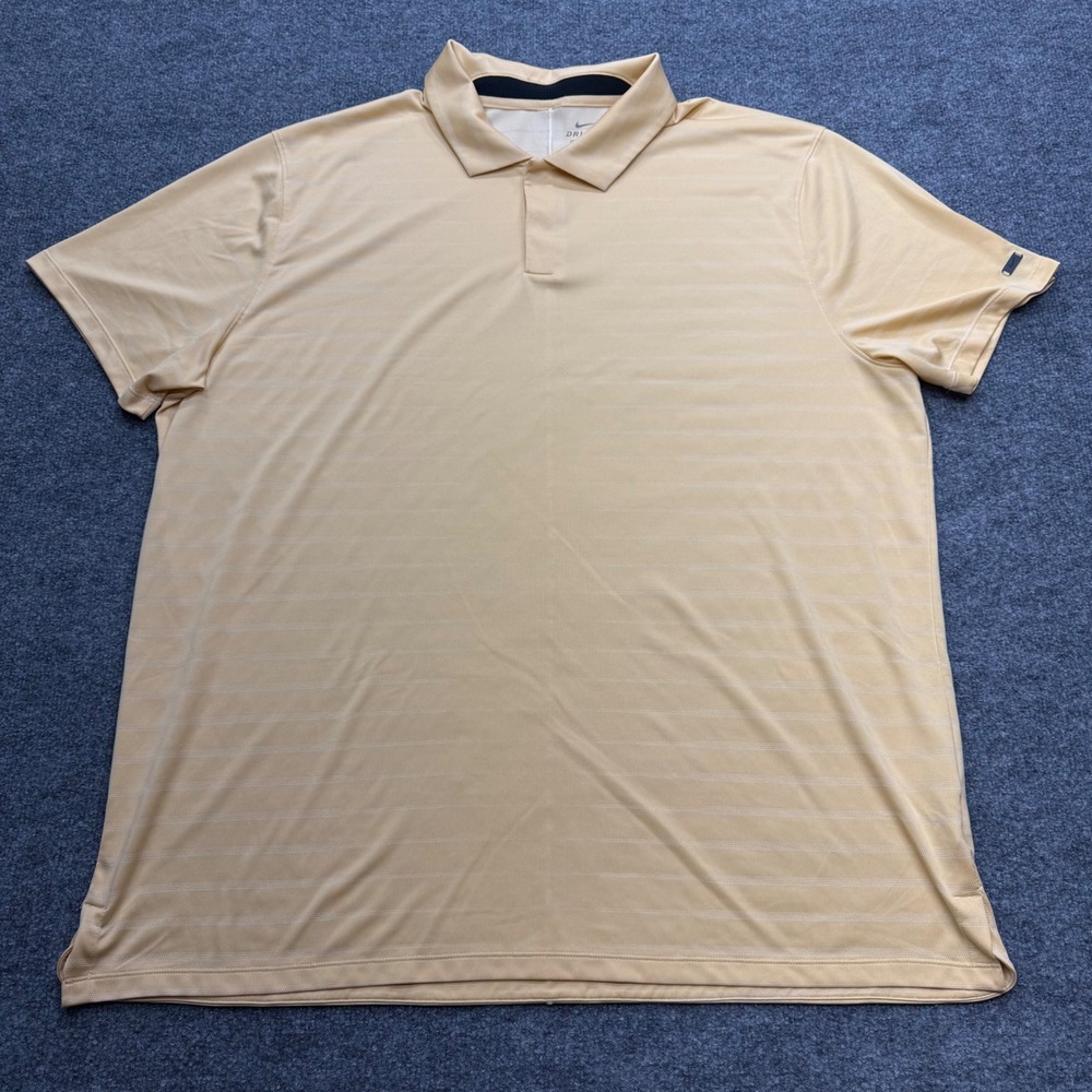 Nike Tiger Woods Dri-FIT Golf Polo Shirt Mens XXL Yellow Striped Short Sleeve